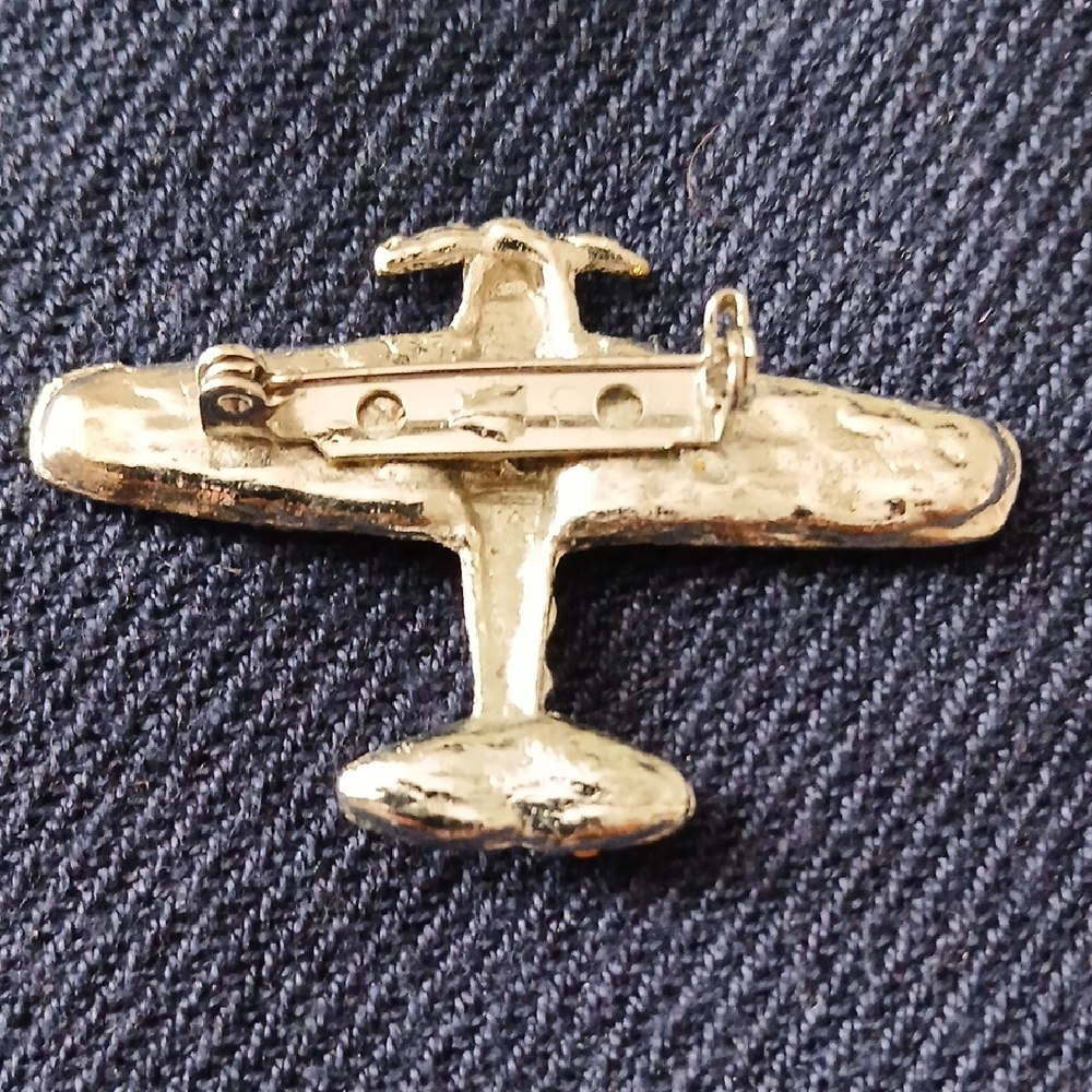 Crystal Rhinestone Airplane Brooch Pin - Picture 3 of 4